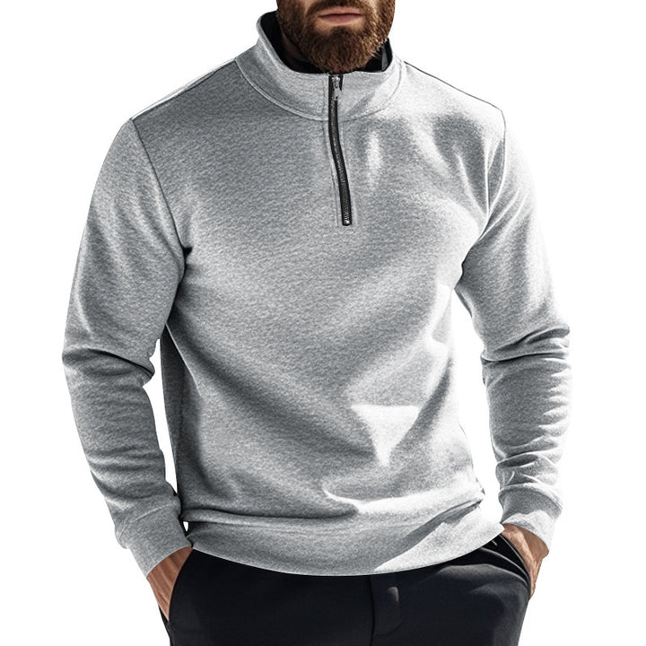 Men's fleece pullover with high collar and half zipper Lisslune