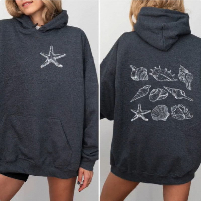 Women Oversized Hoodie with Maritime Shell Design Lisslune