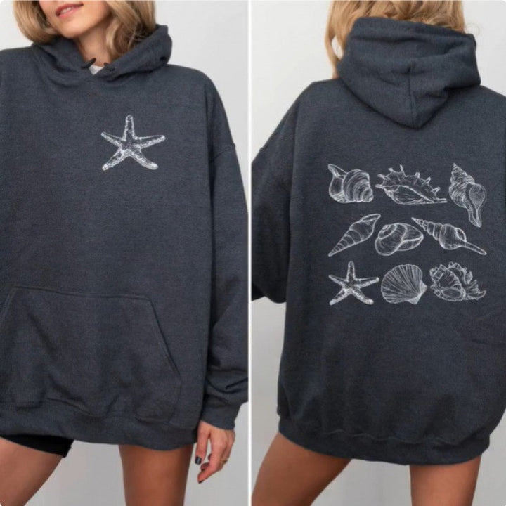 Women Oversized Hoodie with Maritime Shell Design Lisslune
