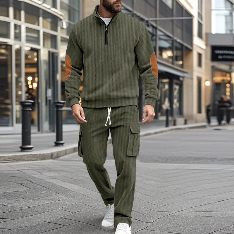 Men's sporty leisure set with zipper and practical pockets Lisslune