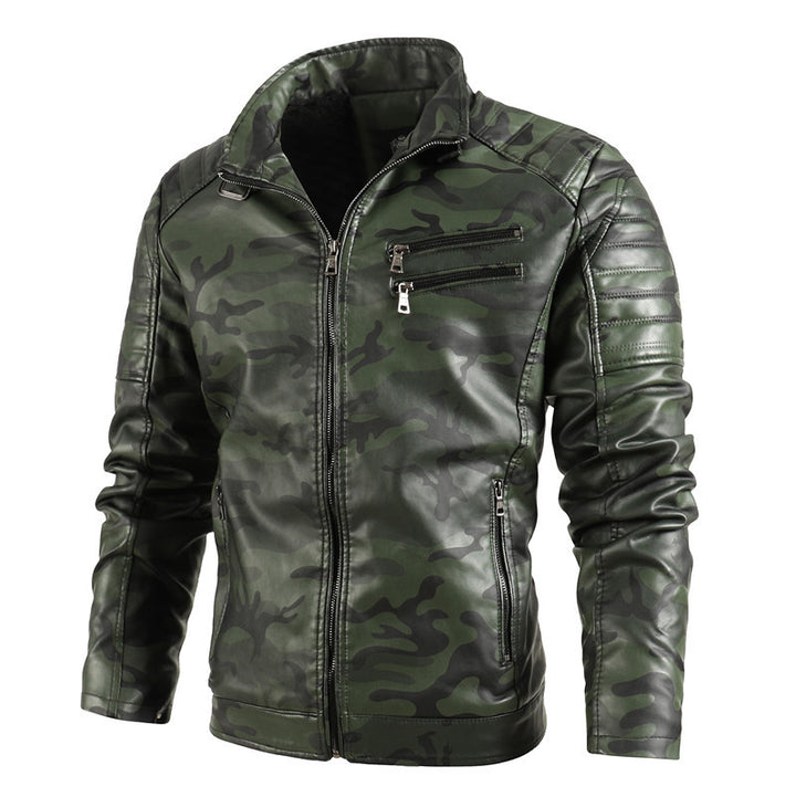 Men's Stylish Camouflage Leather Jacket Lisslune