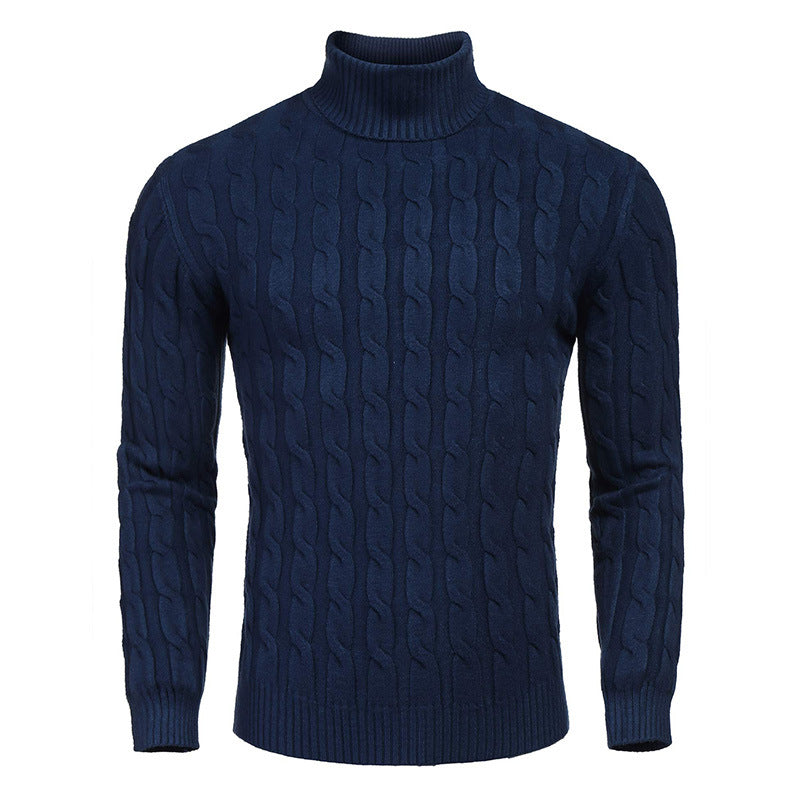 Men's fashionable turtleneck sweater with cable pattern Lisslune