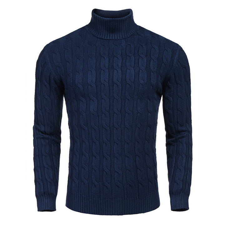 Men's fashionable turtleneck sweater with cable pattern Lisslune