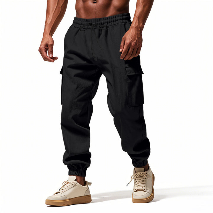 Men's cargo training pants with elastic waistband and practical side pockets Lisslune