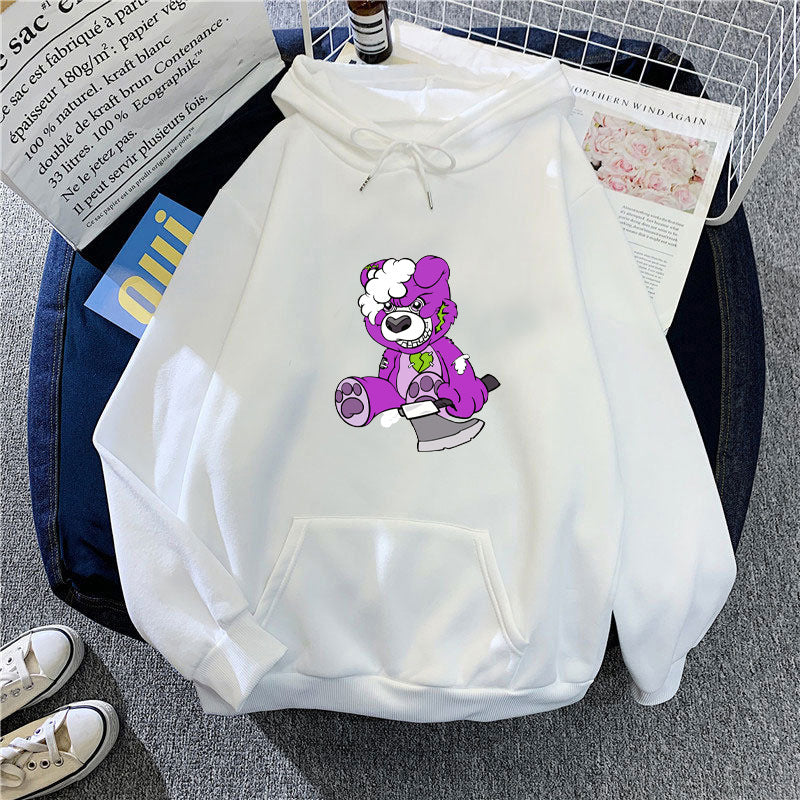Women's hooded sweatshirt with charming bear motif Lisslune