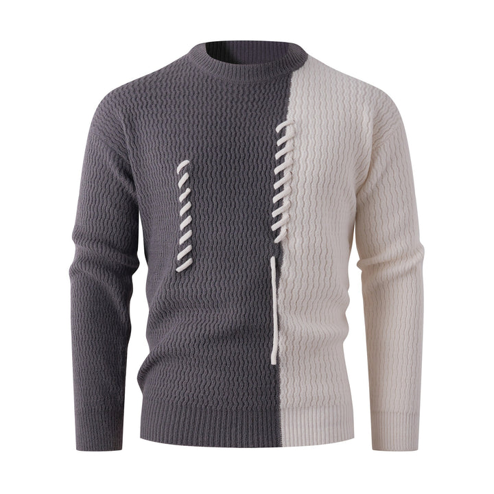 Men's knitted sweater with modern cable pattern and contrasting details Lisslune