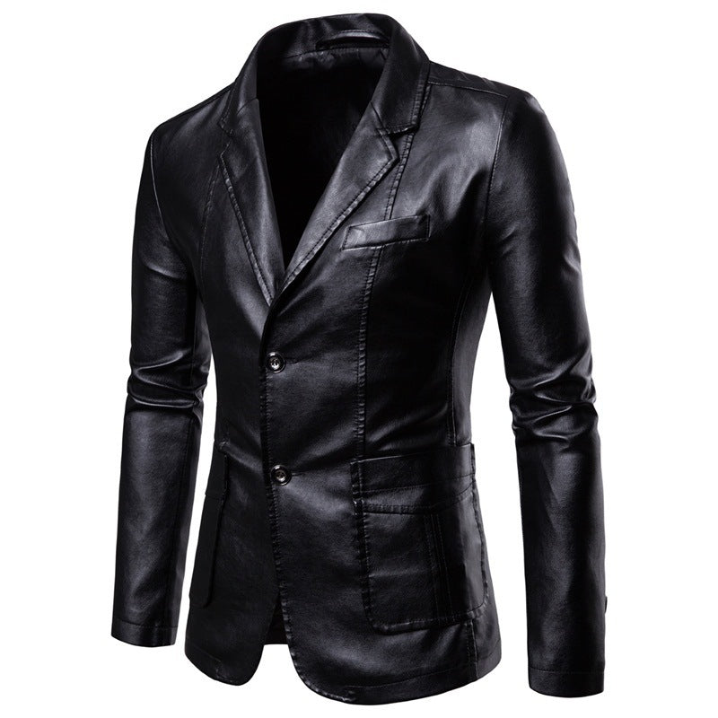 Men's elegant synthetic leather jacket with modern cut Lisslune