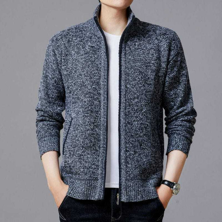 Men's Cardigan with High Collar and Luxurious Lining Lisslune
