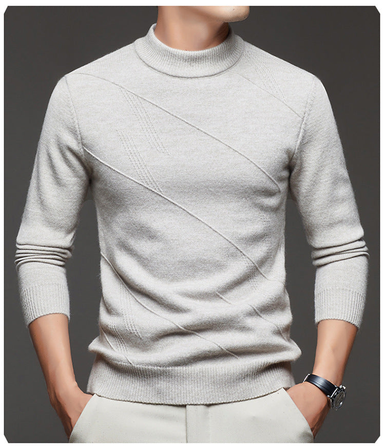 Men's elegant round neck pullover with textured design Lisslune
