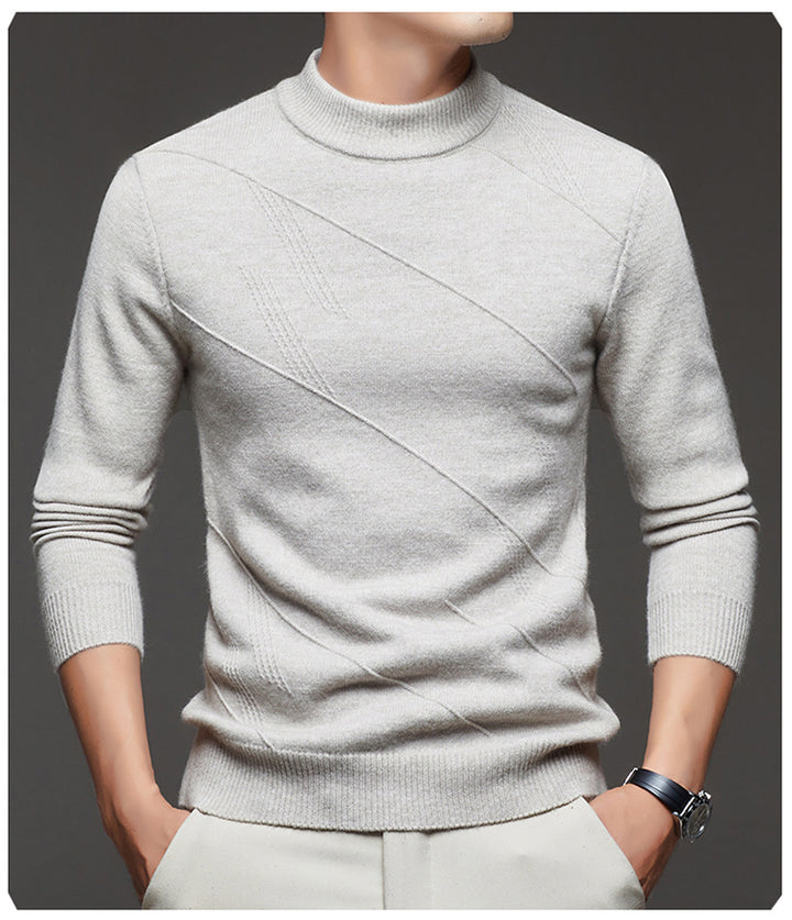 Men's elegant round neck pullover with textured design Lisslune