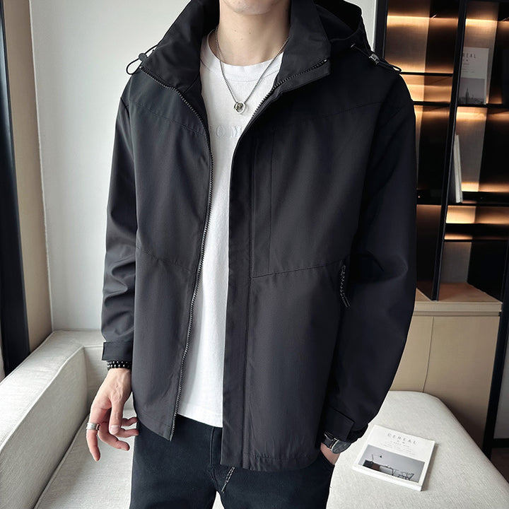 Men's Waterproof Transitional Jacket with Adjustable Hood and Multiple Pockets Lisslune