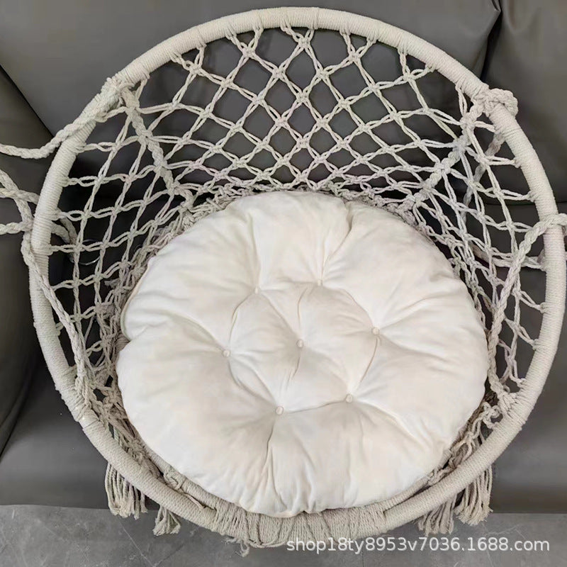 Rynx | small bedroom ideas INS Nordic Style Net Red hanging baskets Outdoor cotton rope hanging chair balcony cradle chair Indoor B &amp; B tassel swing