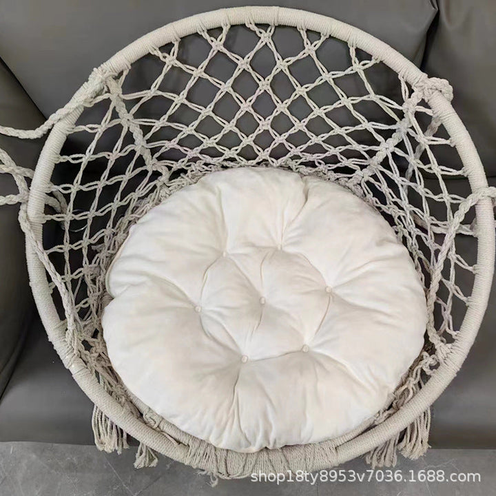 Rynx | small bedroom ideas INS Nordic Style Net Red hanging baskets Outdoor cotton rope hanging chair balcony cradle chair Indoor B &amp; B tassel swing