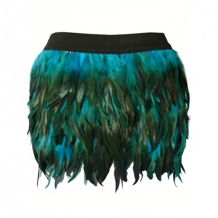 Women's feather skirt with eye-catching design and elastic waistband