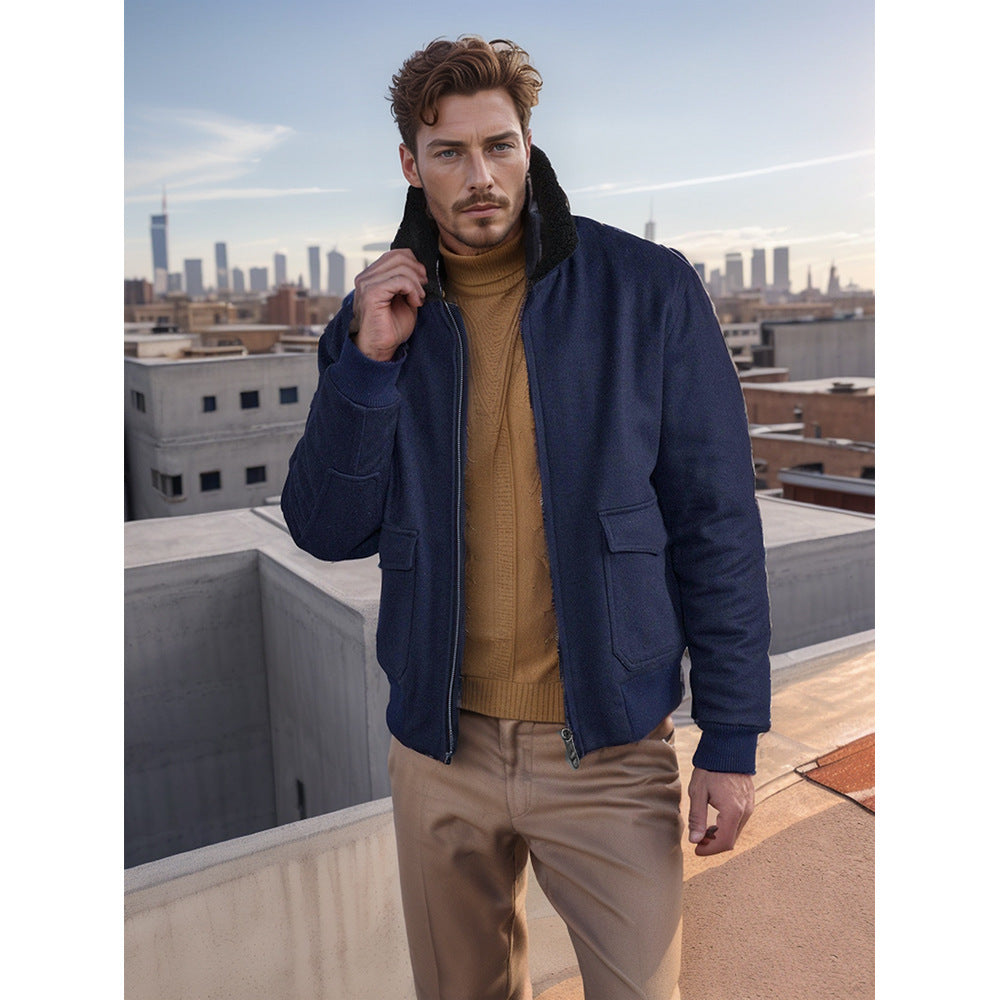 Men's bomber jacket with fleece collar and practical pockets Lisslune