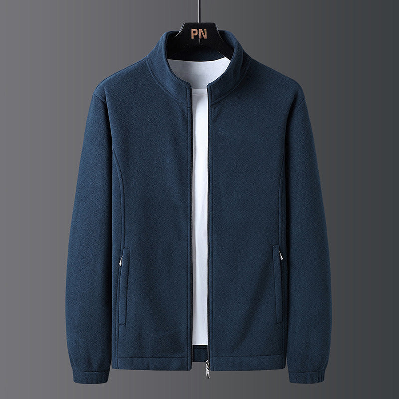 Men's fashionable fleece jacket with practical standing collar and side zip pockets Lisslune