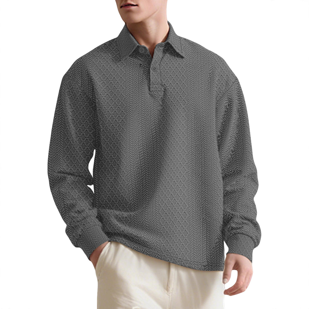 Men's fashionable long-sleeve shirt with textured surface and elegant button placket Lisslune