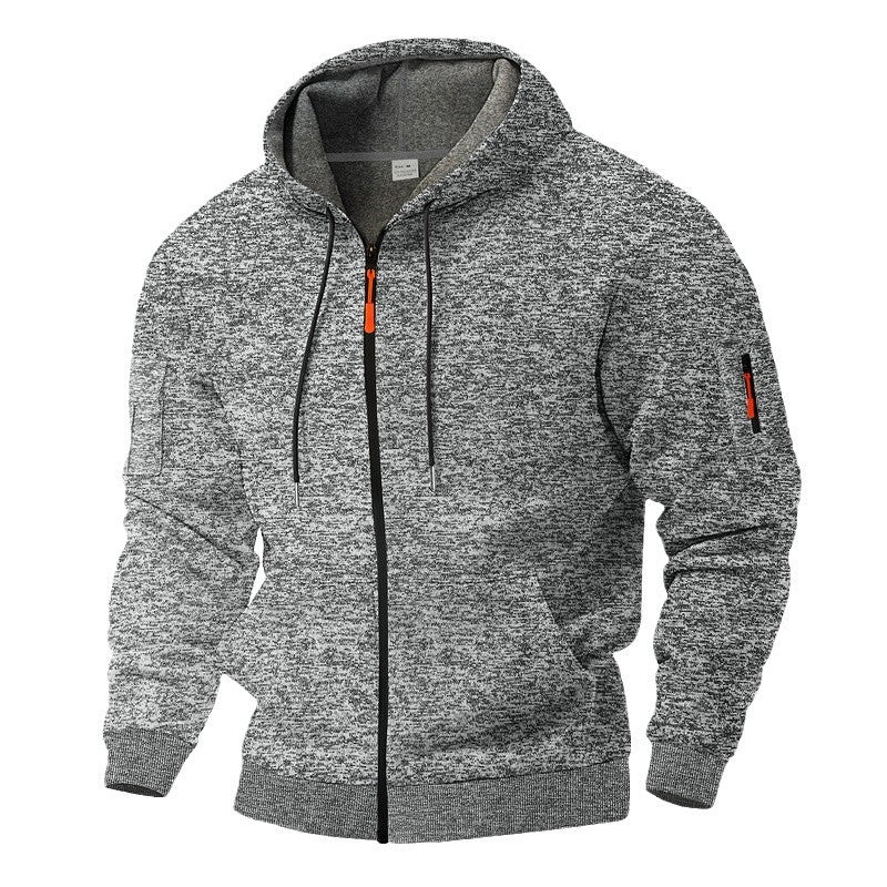 Men's sporty fleece hoodie with full zip and practical pockets Lisslune