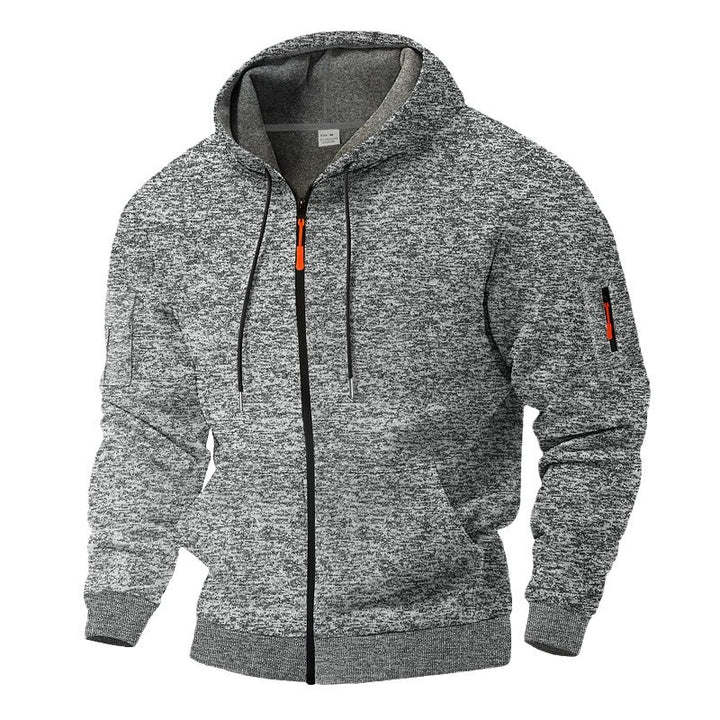 Men's sporty fleece hoodie with full zip and practical pockets Lisslune