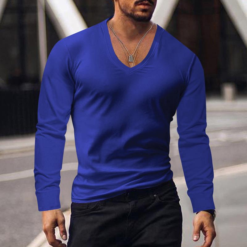 Men's long-sleeved V-neck T-shirt Lisslune