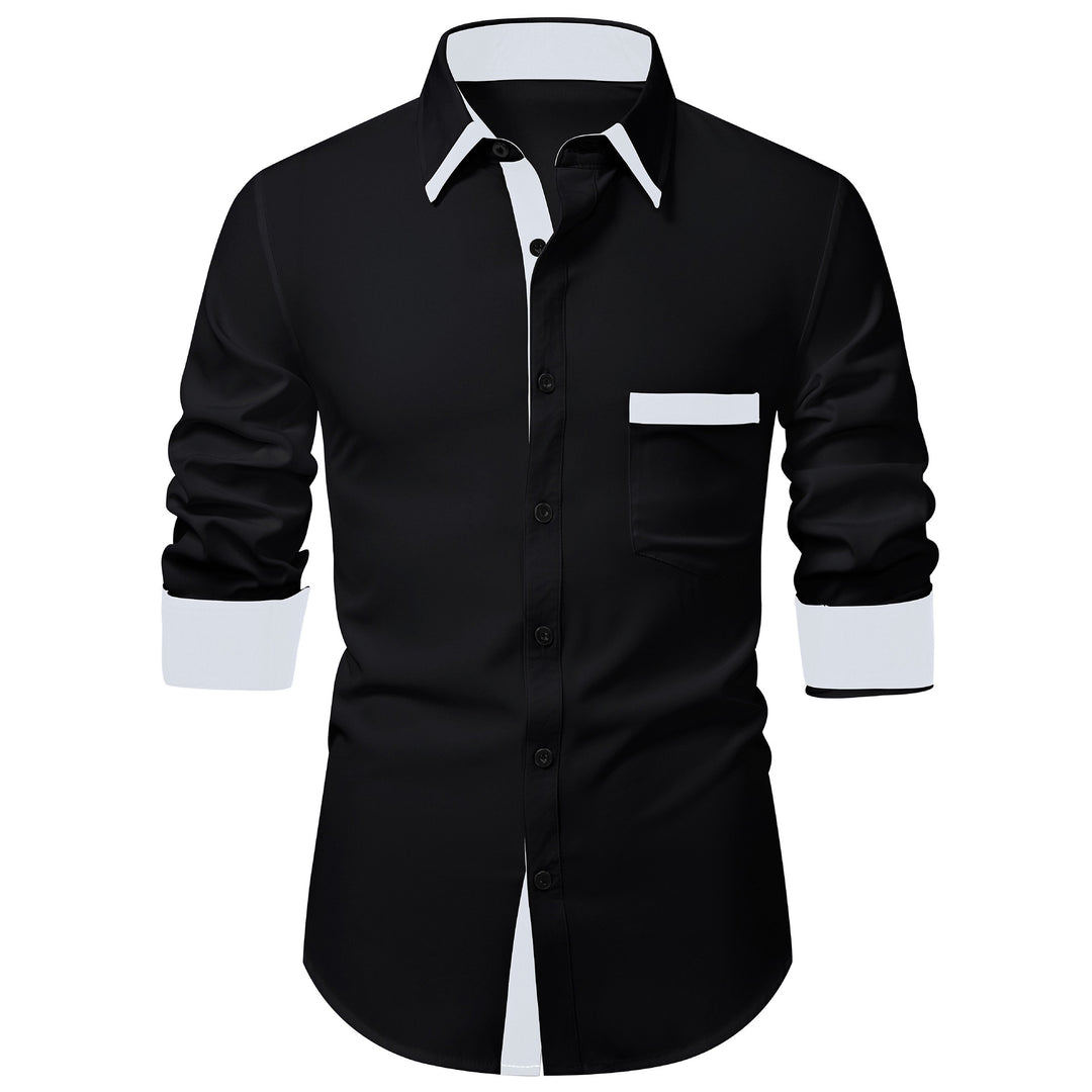 Men's long sleeve shirt with elegant contrasting collar decoration Lisslune