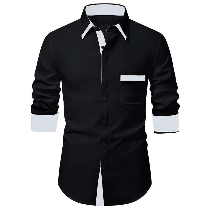 Men's long sleeve shirt with elegant contrasting collar decoration Lisslune