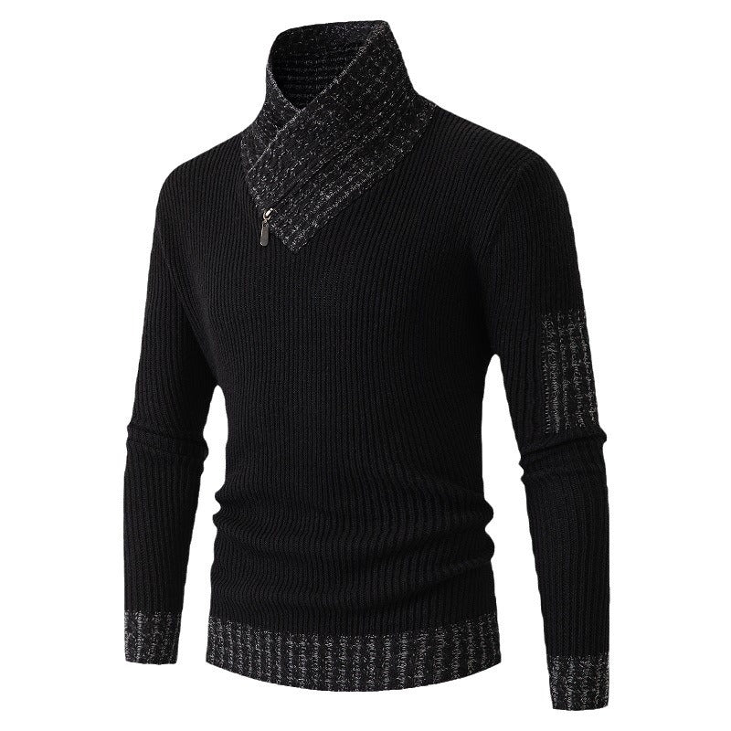 Men's sweater with modern asymmetric collar and textured design Lisslune