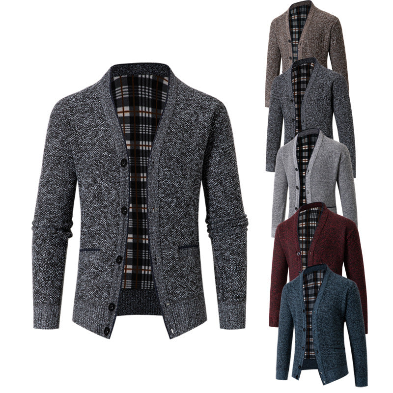 Men's cardigan with elegant check structure and button closure Lisslune