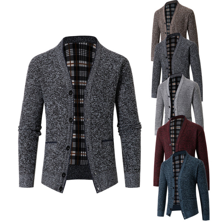 Men's cardigan with elegant check structure and button closure Lisslune