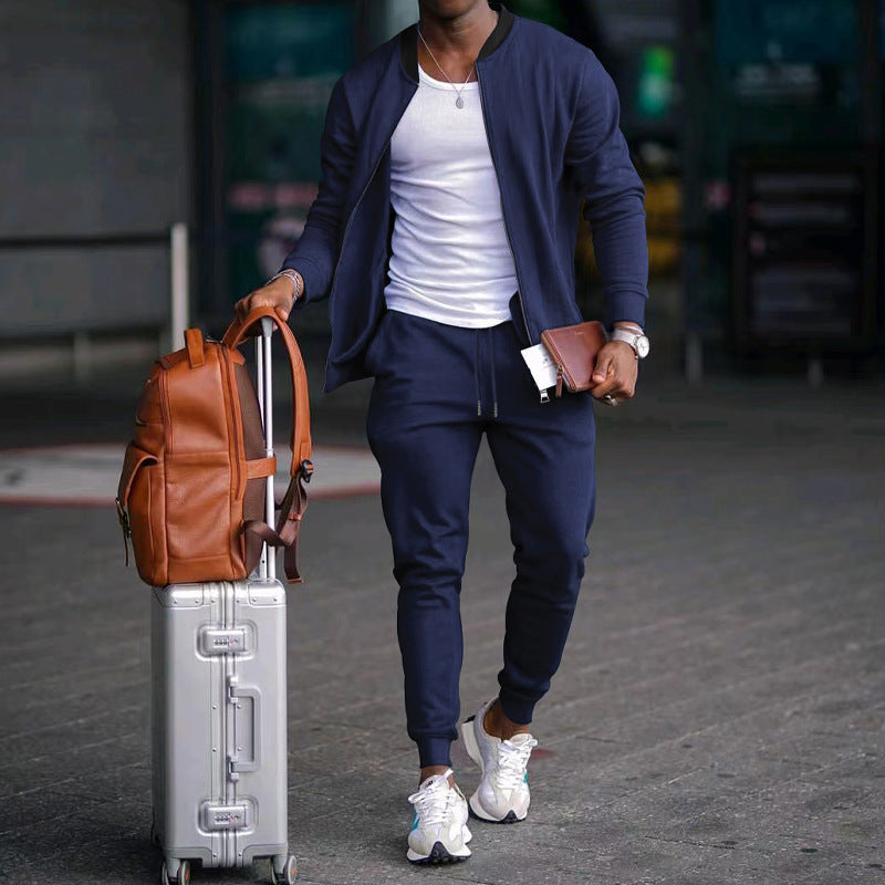 Men's sporty leisure set with soft fleece material and practical hood Lisslune