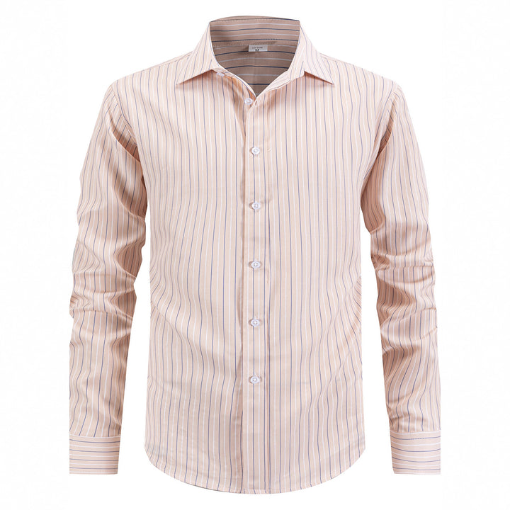 Men's stylish long-sleeved shirt with fine striped pattern and comfortable fit Lisslune