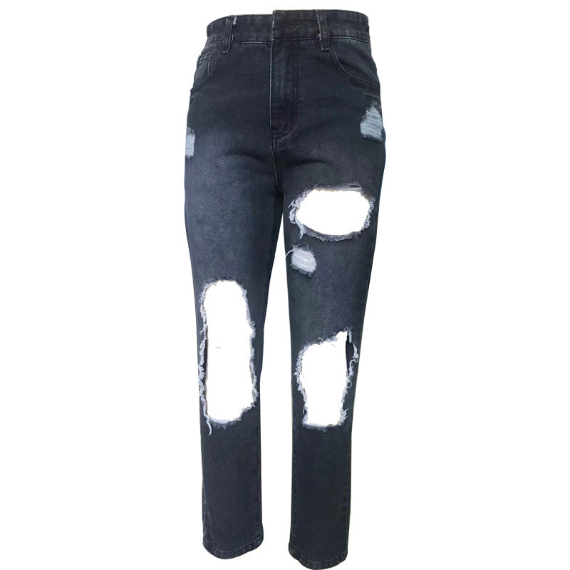 Women's Destroyed Jeans with High Waist and Casual Fit Lisslune