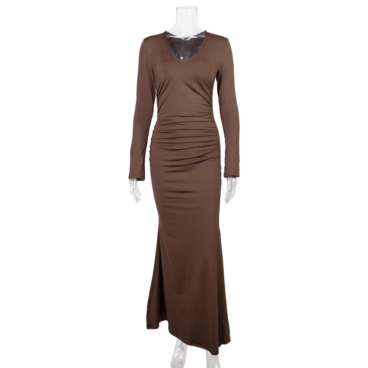 Damen elegantes Midi-Kleid aus hochwertigem Velours Lisslune