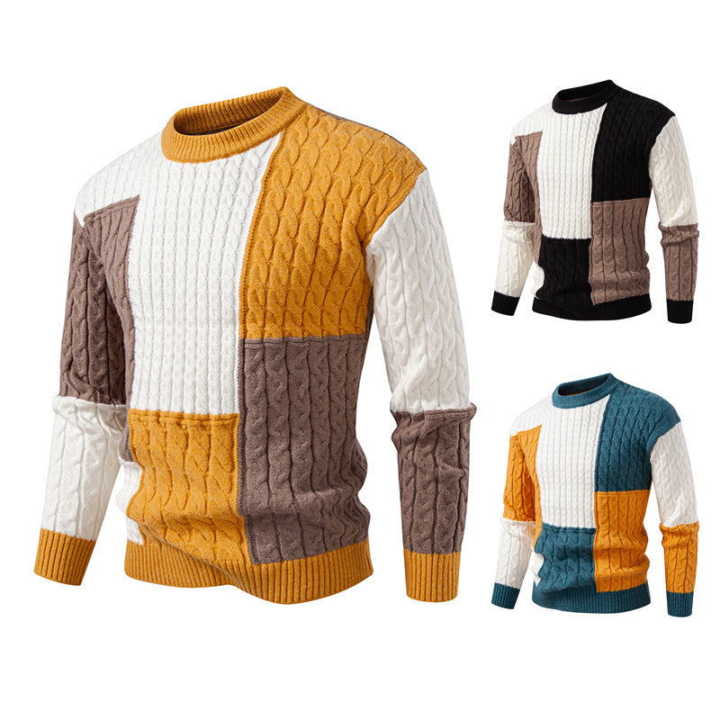 Men's stylish knitted sweater with creative color block look Lisslune