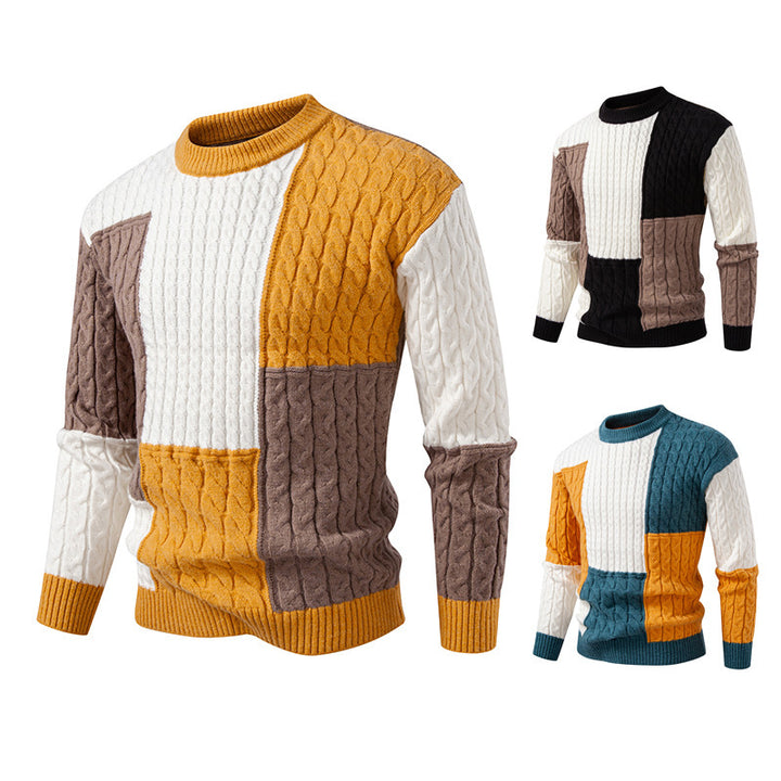 Men's stylish knitted sweater with creative color block look Lisslune