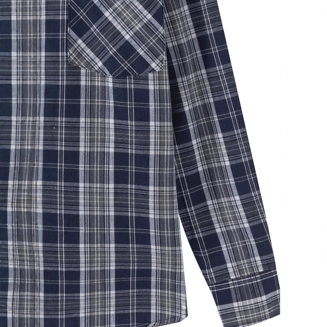 Men's casual long-sleeve shirt in checked design Lisslune