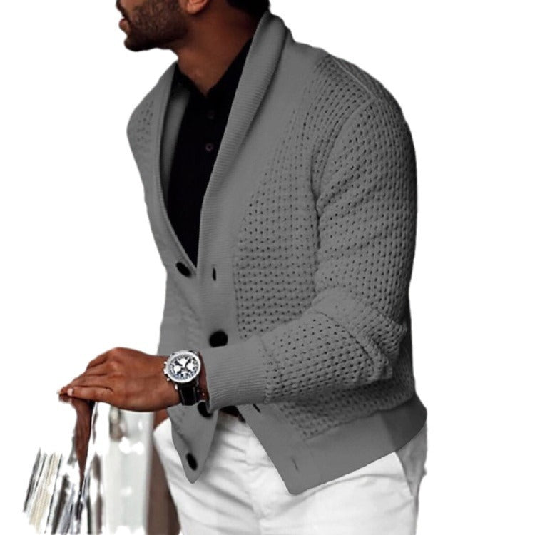 Men's cardigan with textured design and elegant shawl collar Lisslune