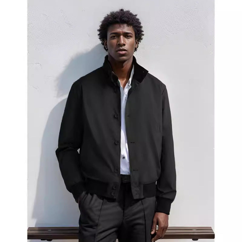 Men's Casual Bomber Jacket with High Collar and Practical Pockets Lisslune