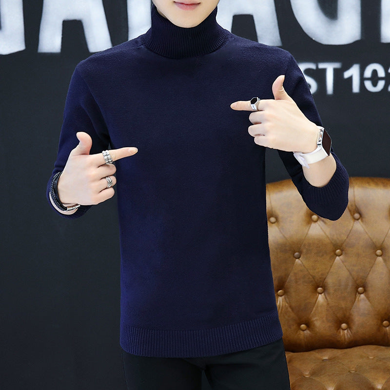 Men's stylish turtleneck sweater with fine structure Lisslune