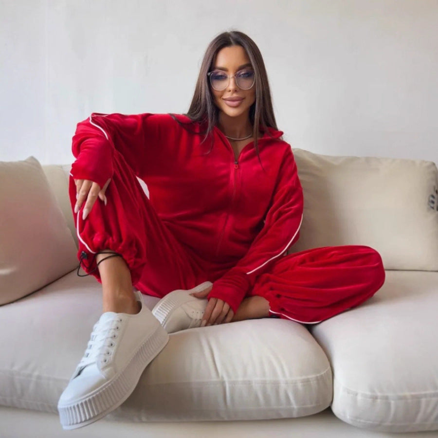 Women's sporty fleece tracksuit with contrasting details Lisslune