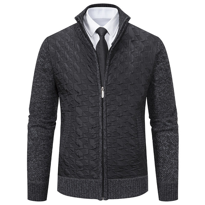 Men's elegant hybrid jacket with quilted design and refined knit sleeves Lisslune