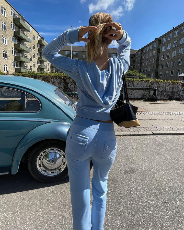 Female sporty luxury tracksuit with hood and elastic waist Lisslune