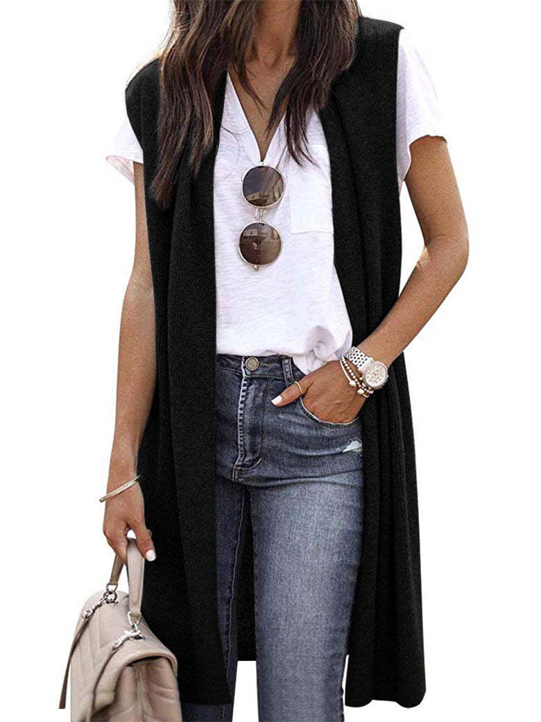 Ladies' Elegant Long Knit Vest in Casual Style