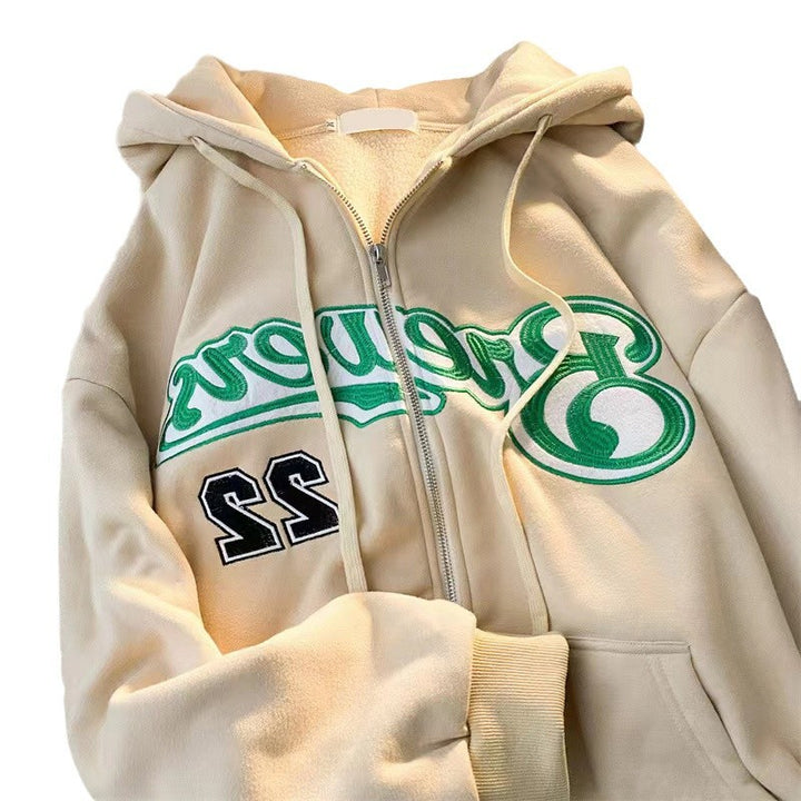 Women's hooded jacket with nostalgic sports design Lisslune