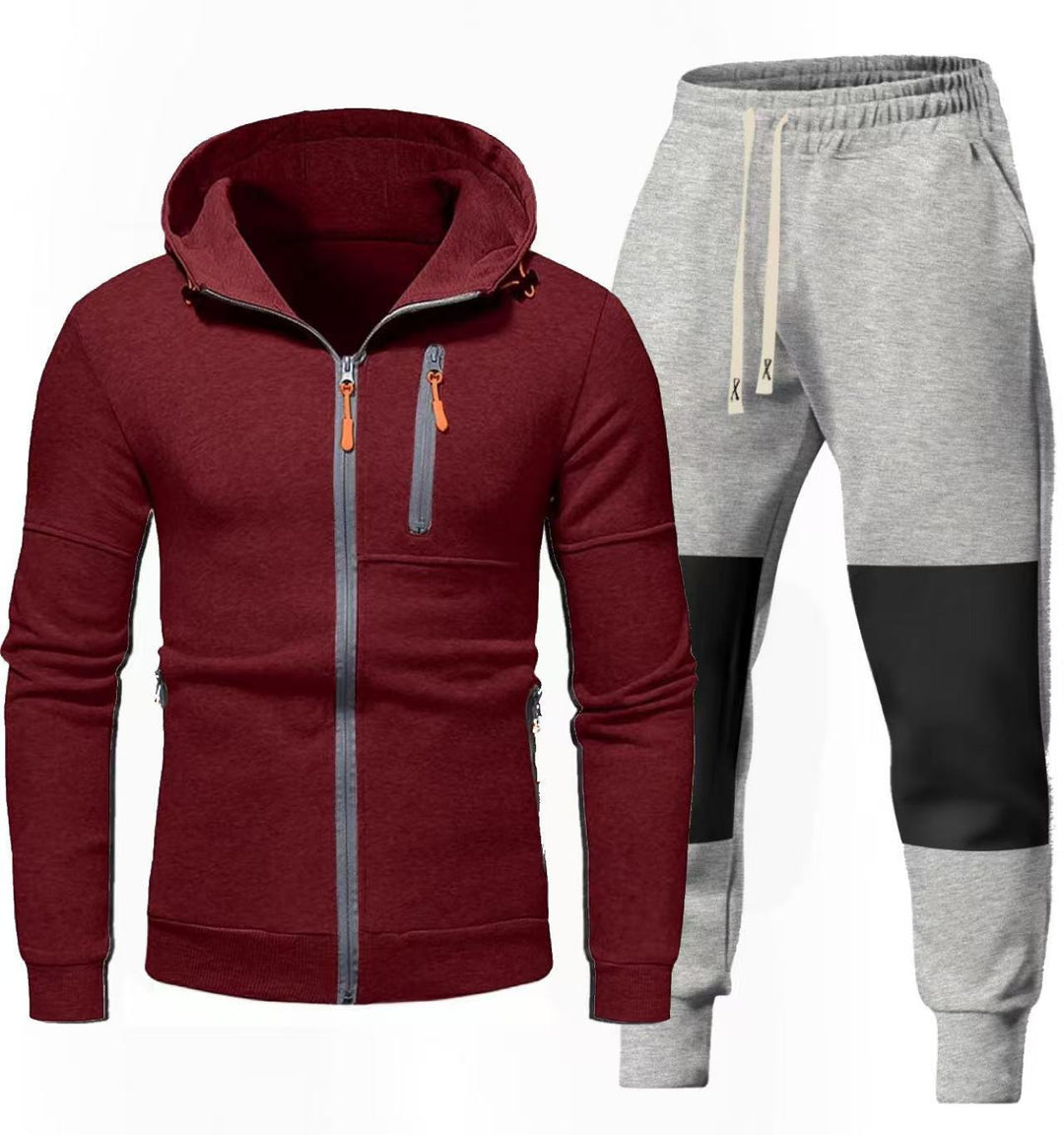Men's Sports Hoodie and Jogging Pants Set with Functional Zipper Pockets Lisslune