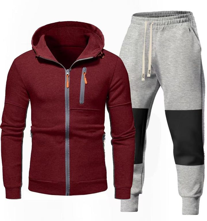 Men's Sports Hoodie and Jogging Pants Set with Functional Zipper Pockets Lisslune