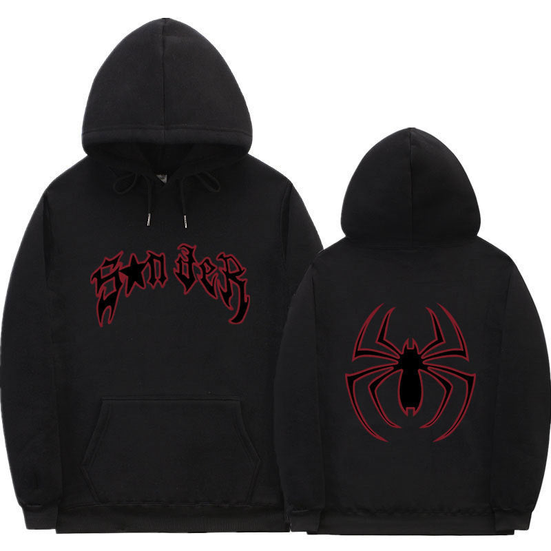 Women's hoodie with striking spider motif and coarse lettering Lisslune