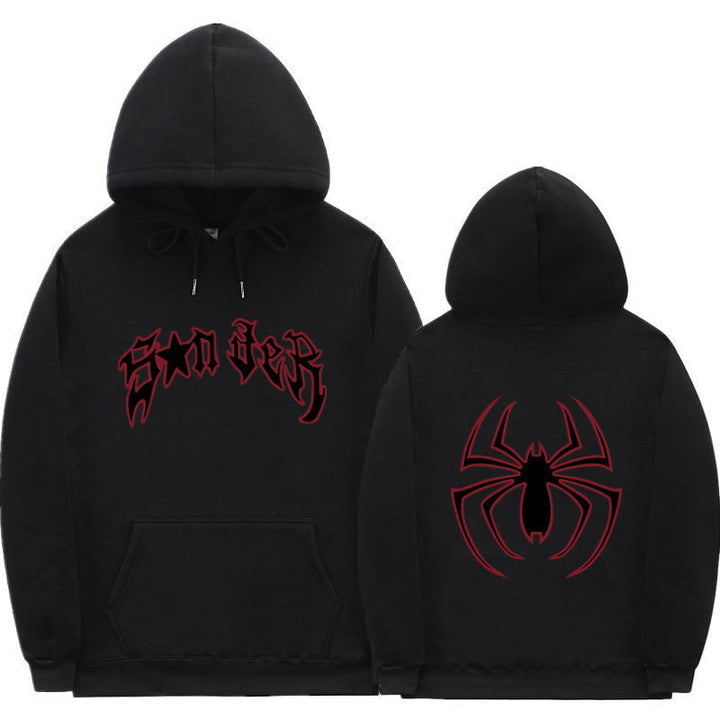 Women's hoodie with striking spider motif and coarse lettering Lisslune