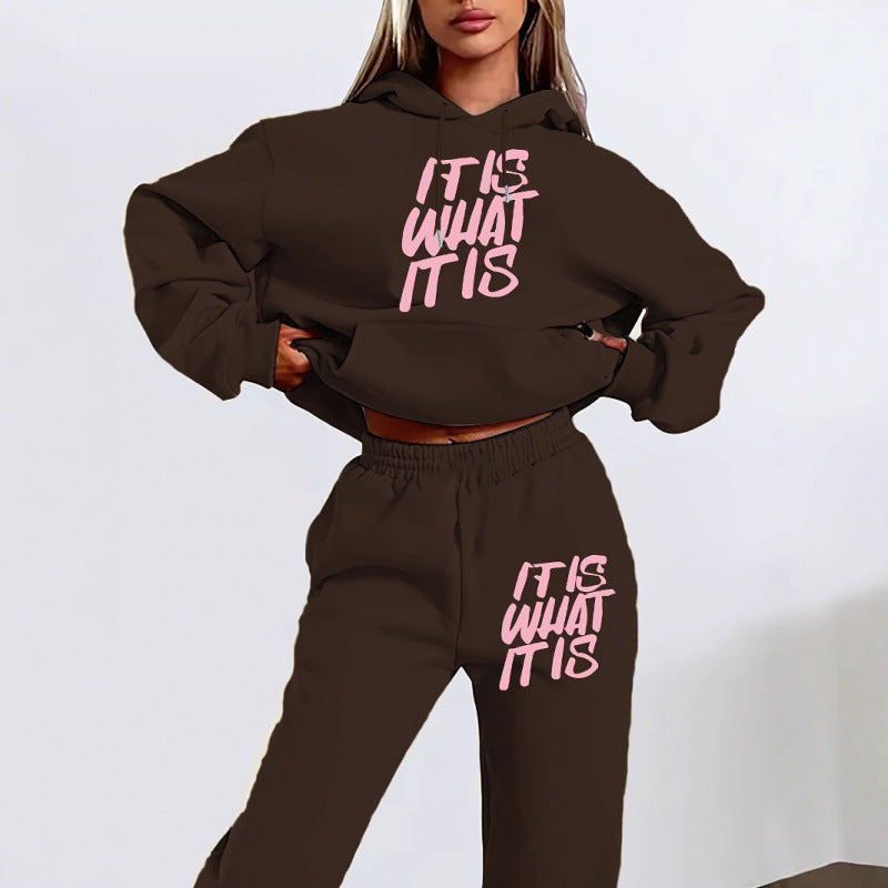 Women's leisure hoodie and jogger set with inspiring lettering Lisslune