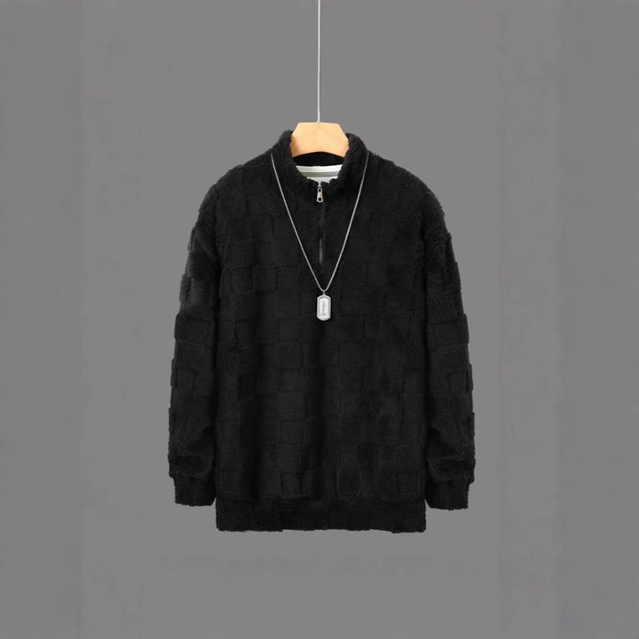 Men's fleece pullover with textured surface and high collar Lisslune